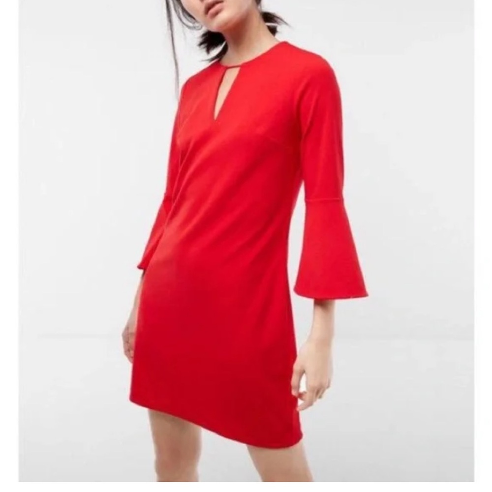 Express Vibrant Red Bell Sleeve Dress-‎ worn twice- great shape